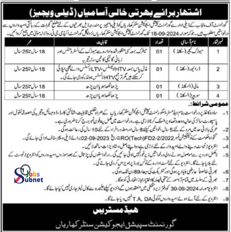 Government Special Education Centre Jobs September 2024