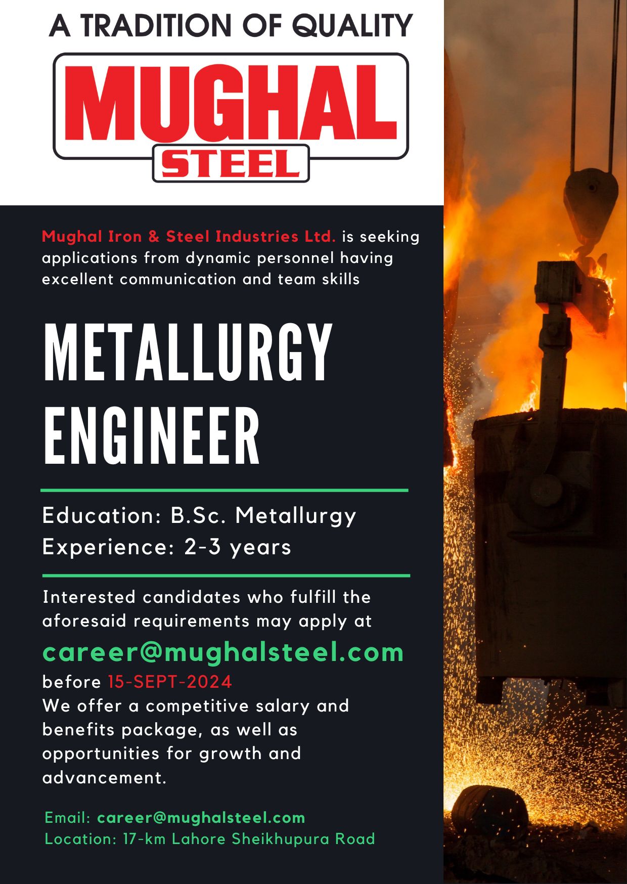 Mughal Steels Jobs September 2024