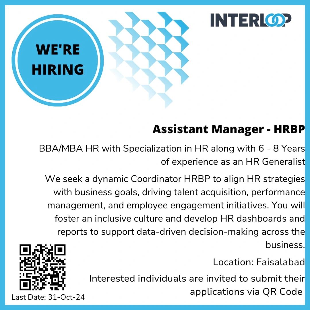 Assistant Manager Jobs at Interloop October 2024