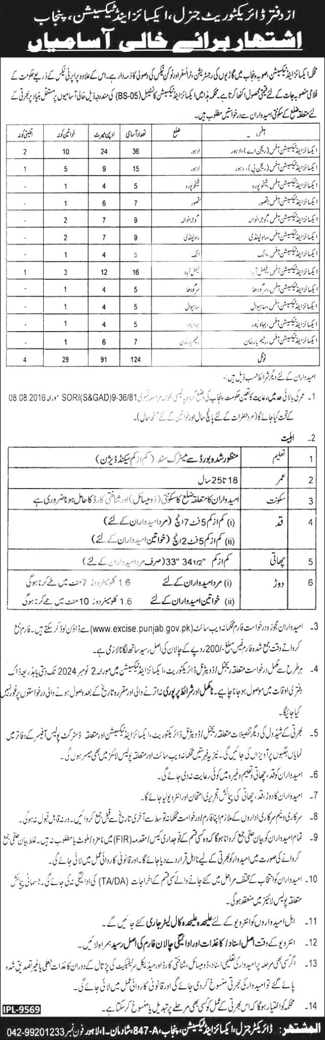 Excise and Taxation Jobs October 2024