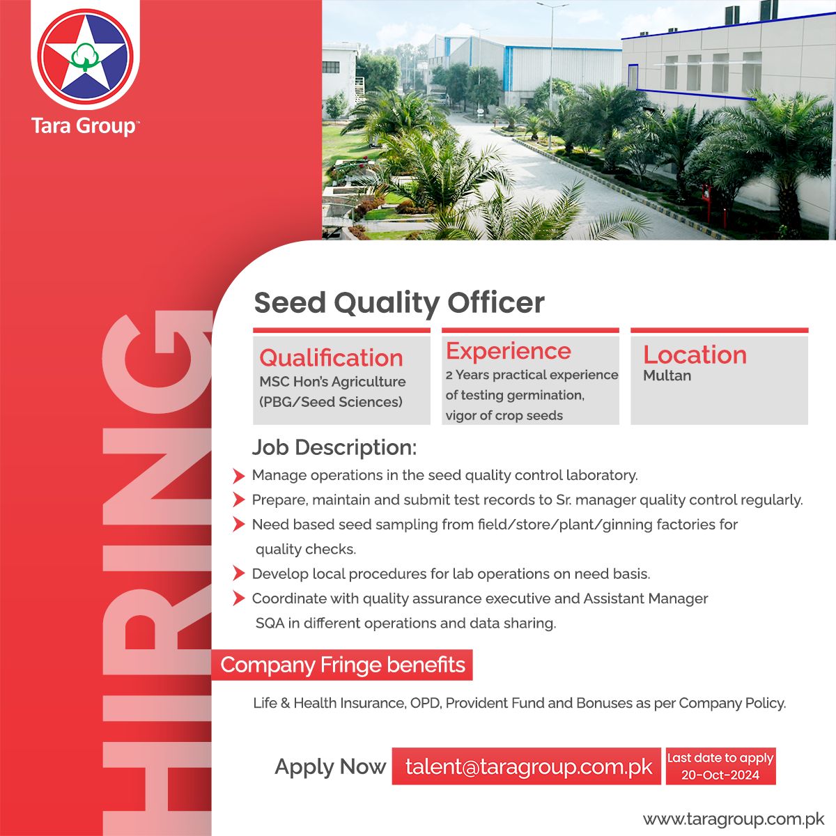 Seed Quality Officer Jobs at Tara Group