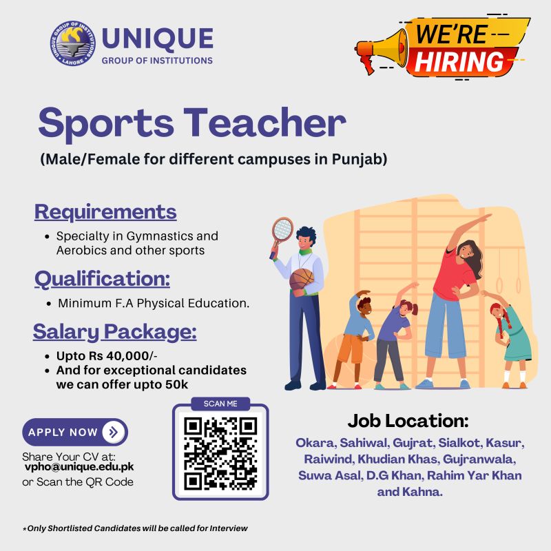 Sports Teacher Jobs at Unique Group Of Institutions