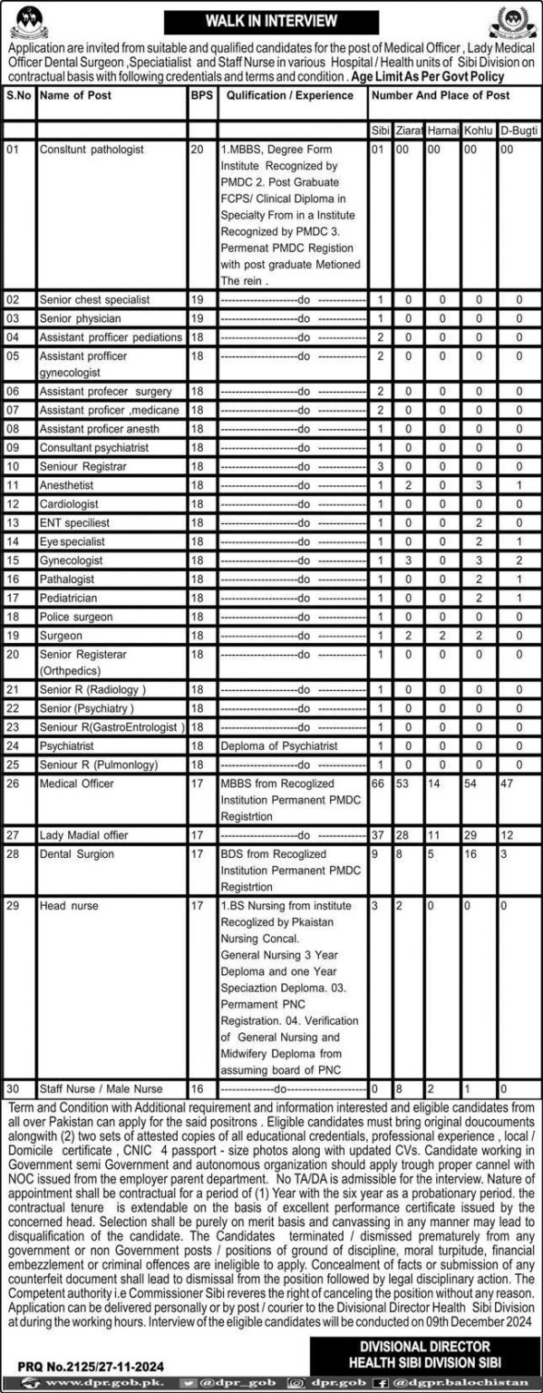 Health Department Jobs 2024