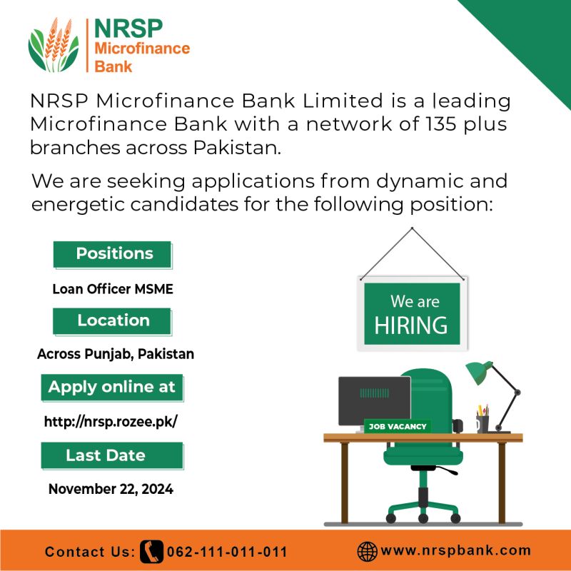 Loan Officer Jobs NRSP Microfinance Bank 2024