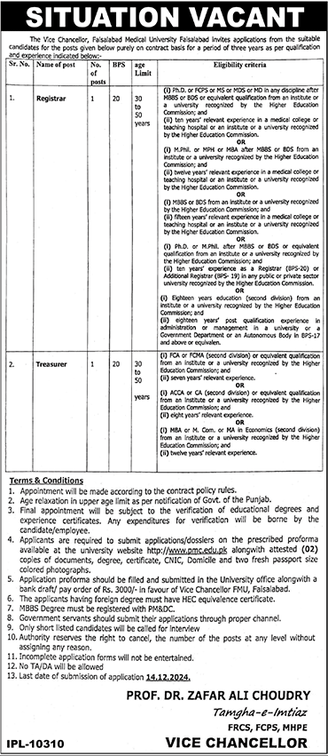 Faisalabad Medical University FMU Jobs 2024