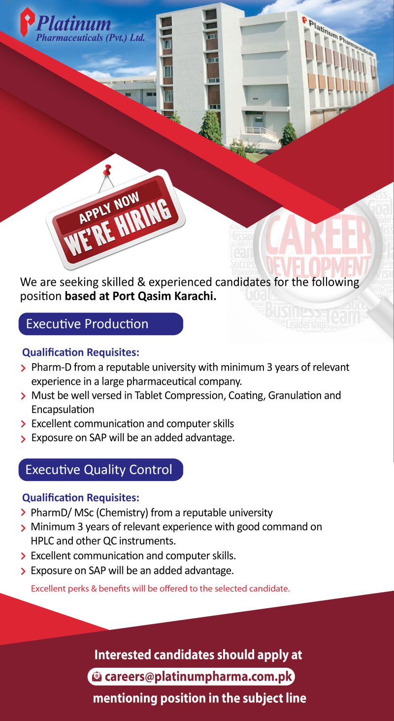 Platinum Pharmaceuticals Pvt Ltd Jobs Karachi 2024