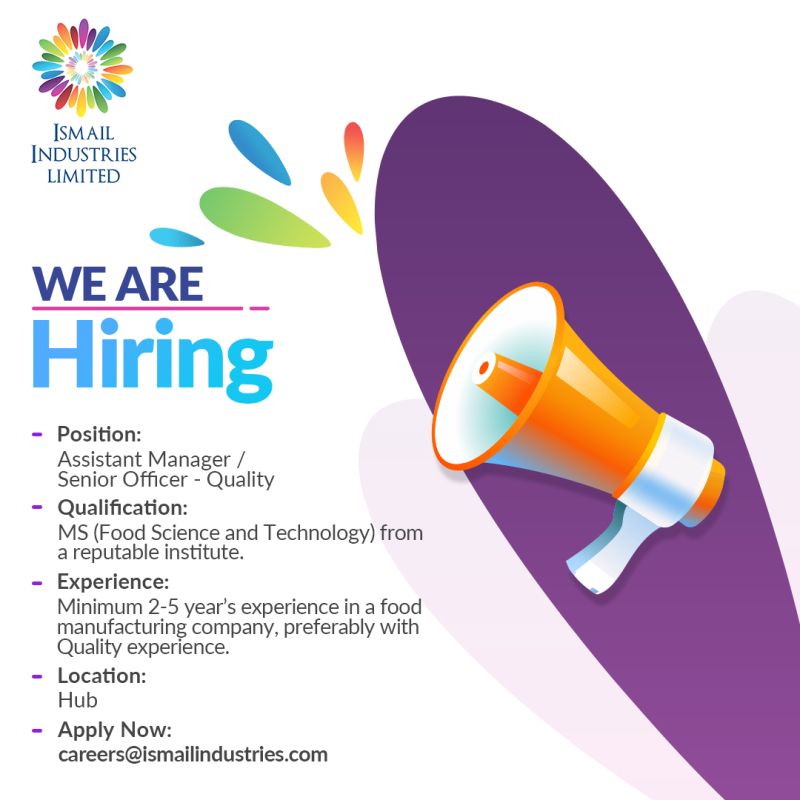 Assistant Manager – Quality Jobs Ismail Industries Ltd 2025
