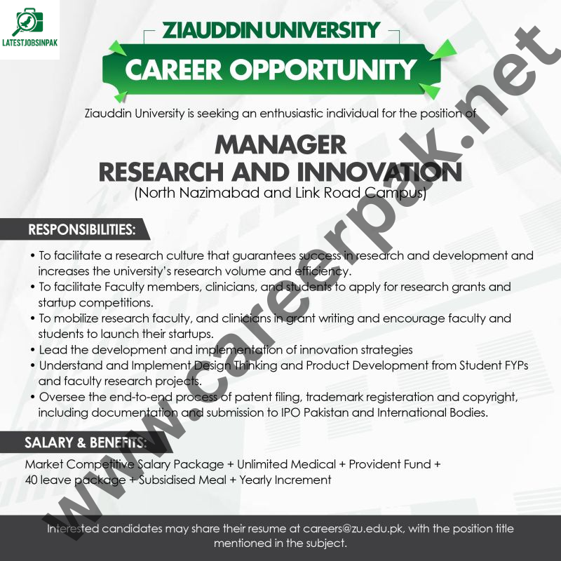 Manager Research And Innovation