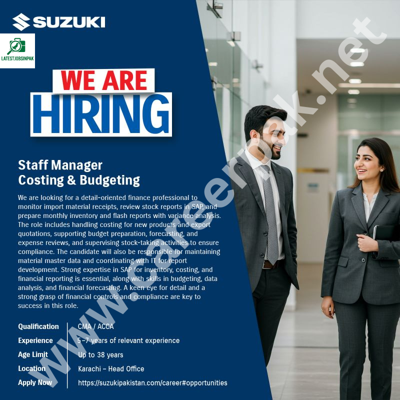 Staff Manager – Costing & Budgeting