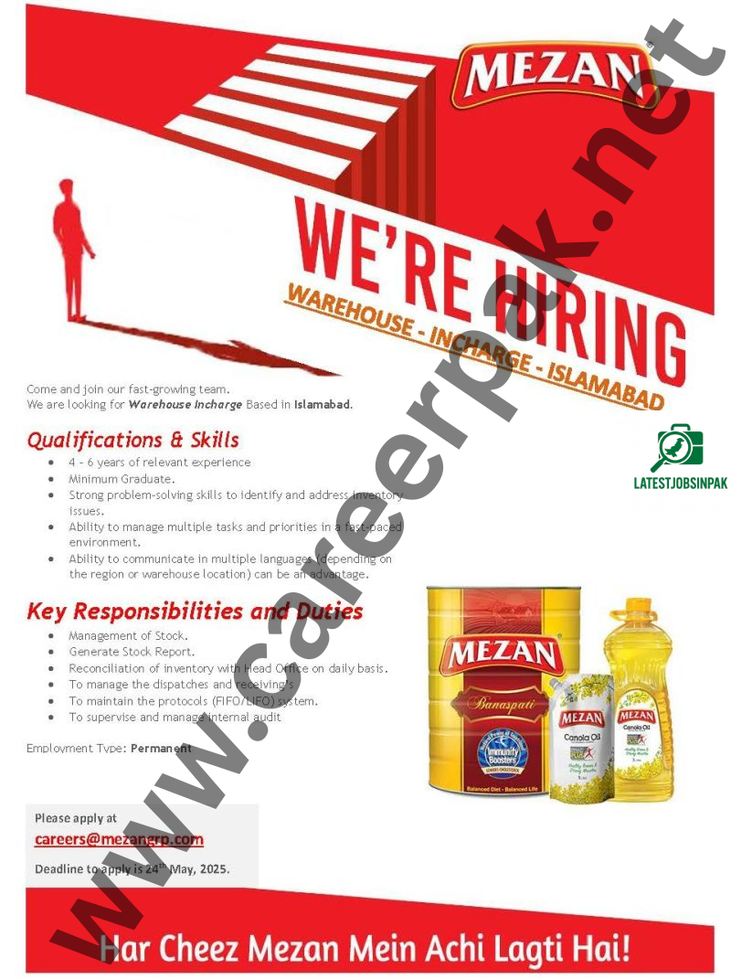 Warehouse _ Incharge _ Islamabad