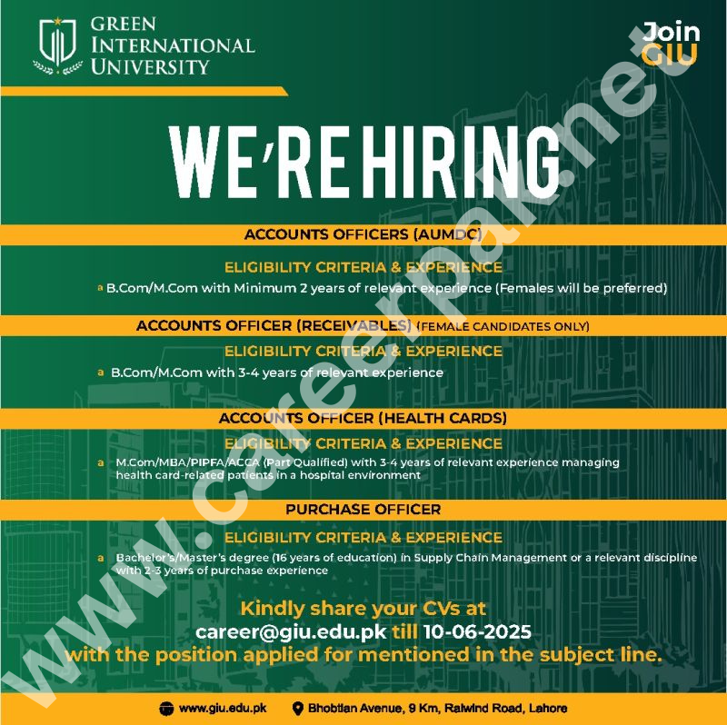 Green International University Jobs