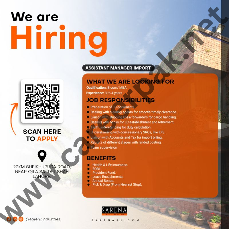 Assistant Manager Import Jobs