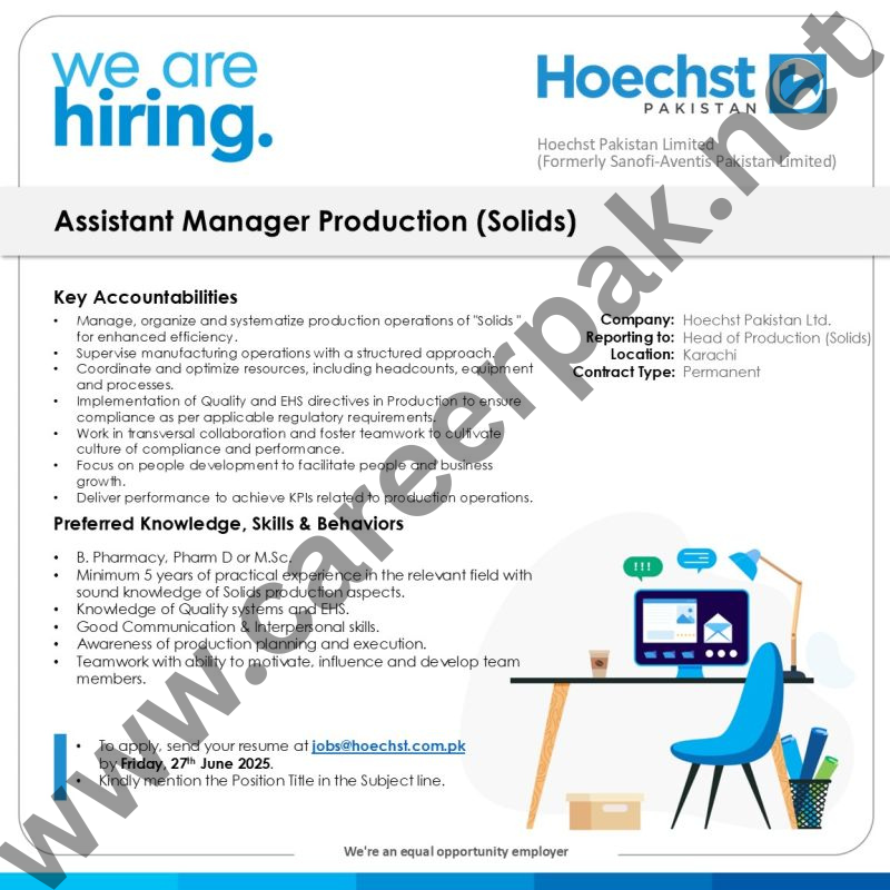 Assistant Manager – Production (Solids)