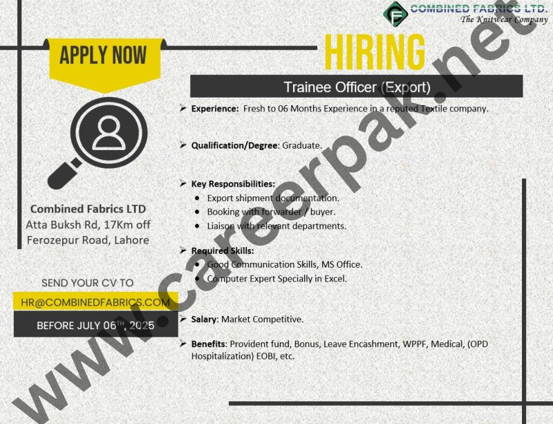 Trainee Officer (Export)