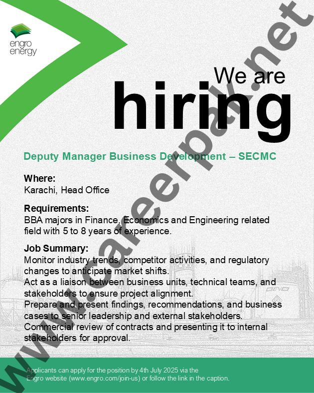 Deputy Manager Business Development _ Secmc