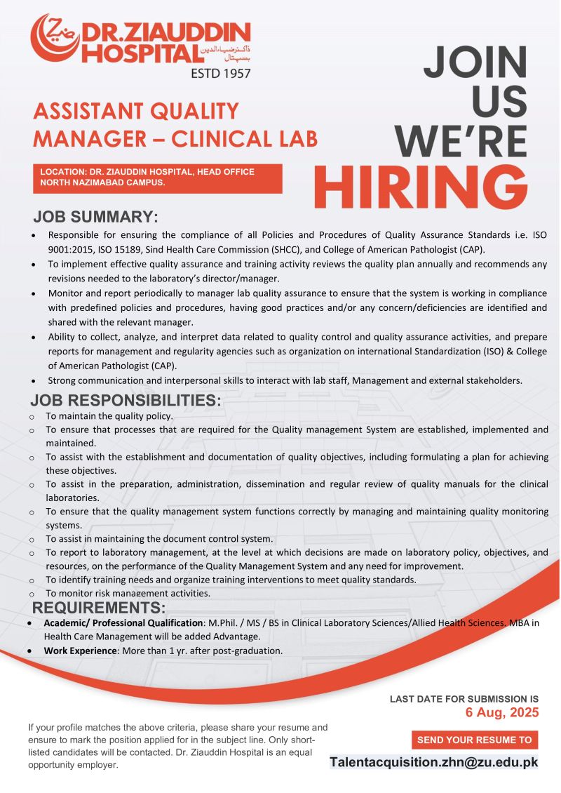 Assistant Quality Manager _ Clinical Lab