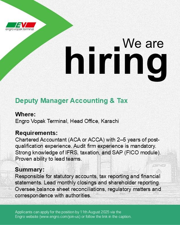 Deputy Manager Accounting & Tax
