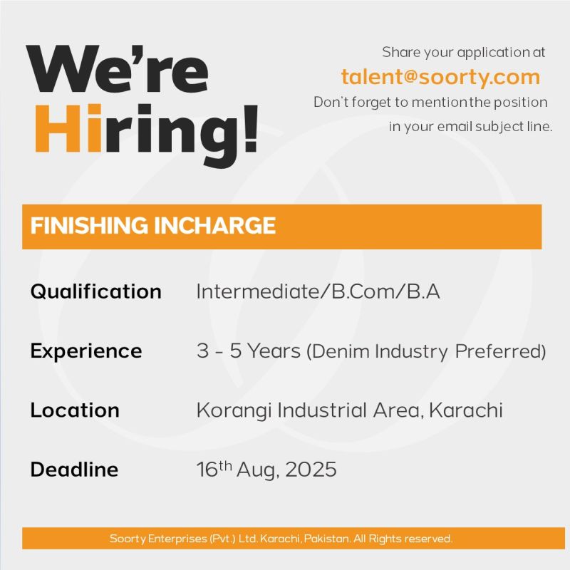 Finishing Incharge