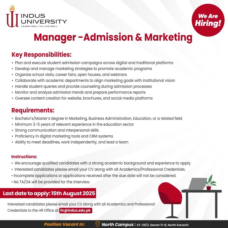 Manager – Admissions & Marketing
