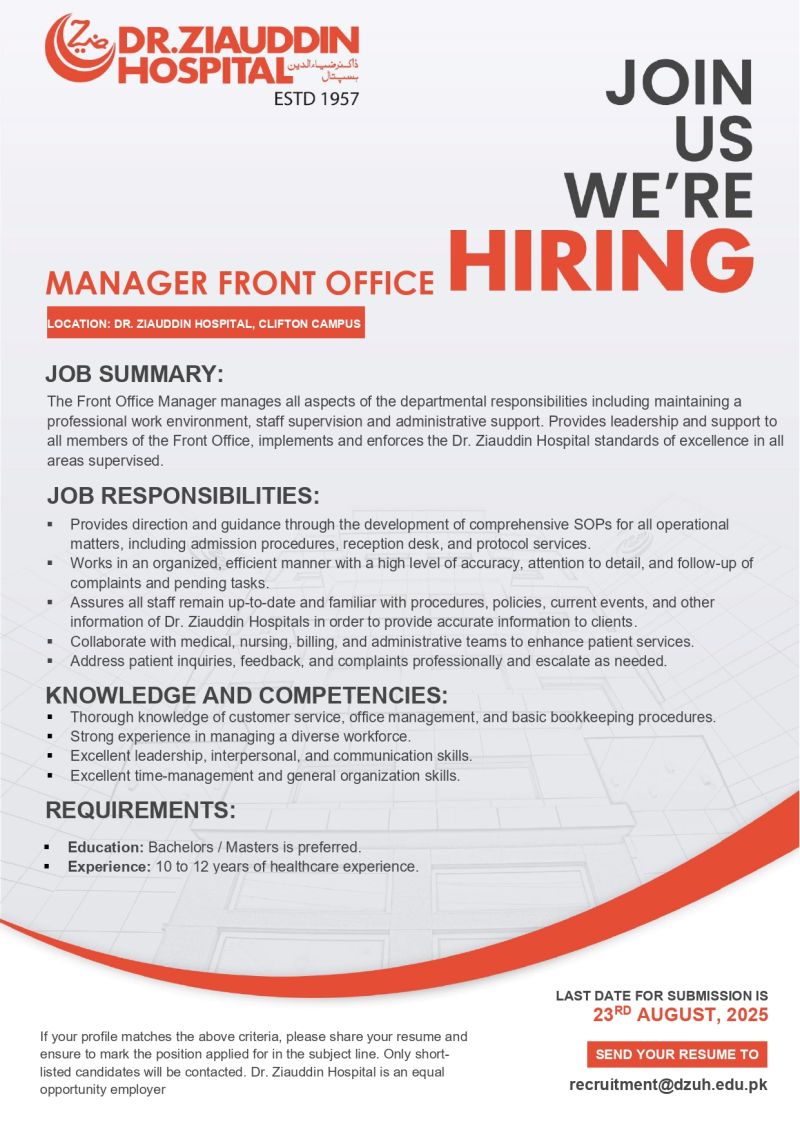 Manager Front Office